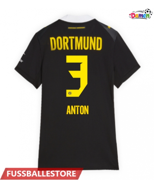 Günstige Borussia Dortmund Waldemar Anton #3 Auswärtstrikot Damen 2026-27 Kurzarm